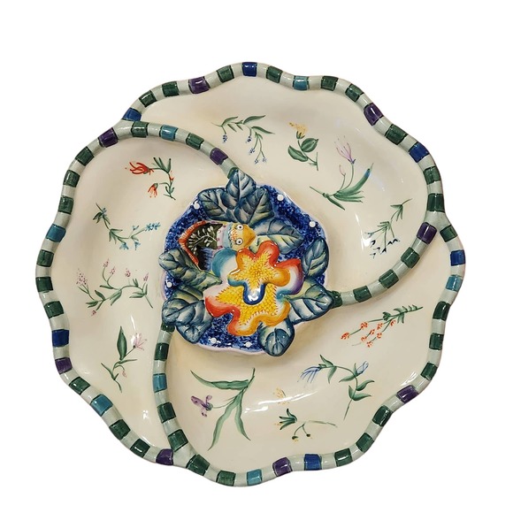 Fitz and Floyd Essentials Starfish, Ocean Divided Platter Serving Dish Koi - Picture 7 of 10